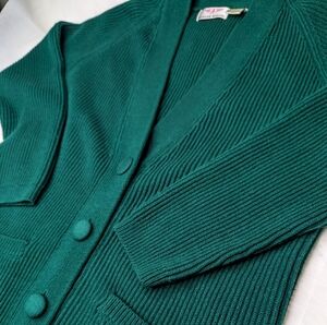 Vintage Cardigan Sweater American Weekend 100% Soft Luxury Acrylic Preppy Green